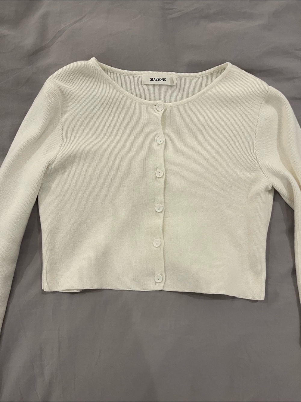 Glassons Cream Cropped Button-Front Cardigan